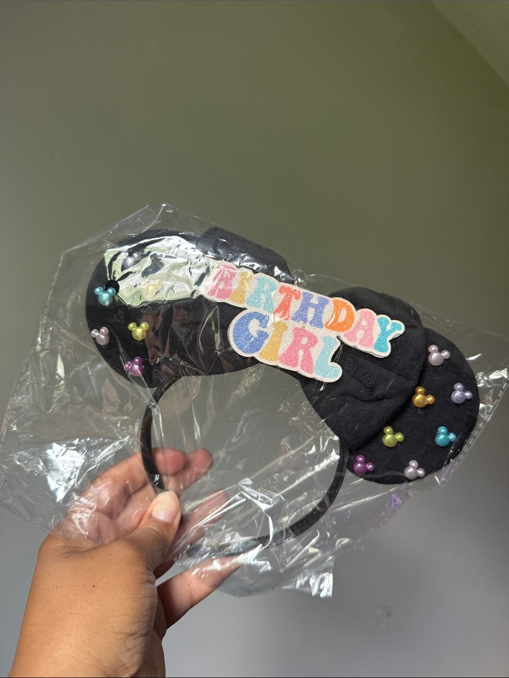 Disney Black Minnie-Style 'Birthday Girl' Headband with Multicolor Beads